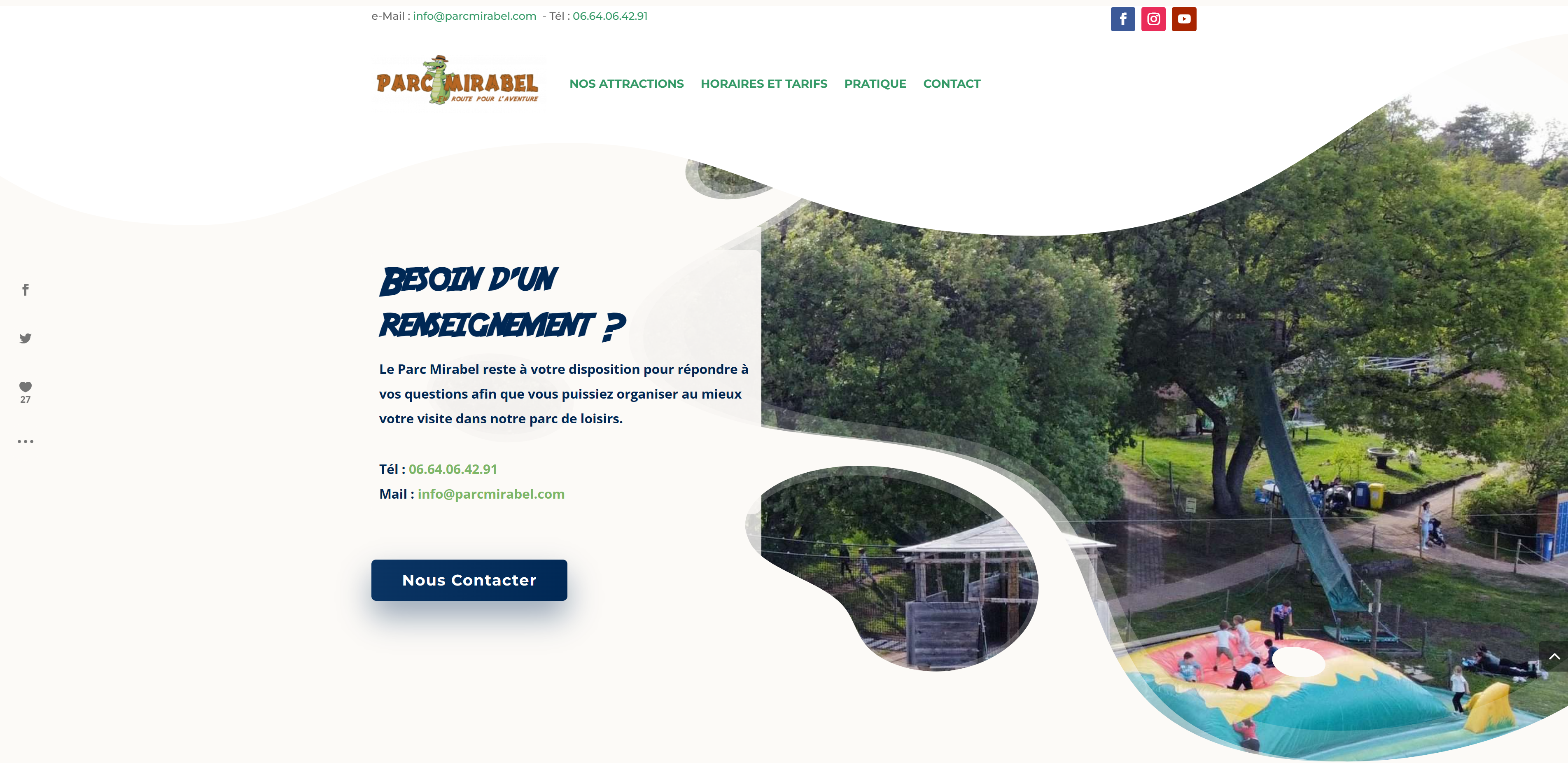 Site internet Parc Mirabel réalisé par Clic'N Start