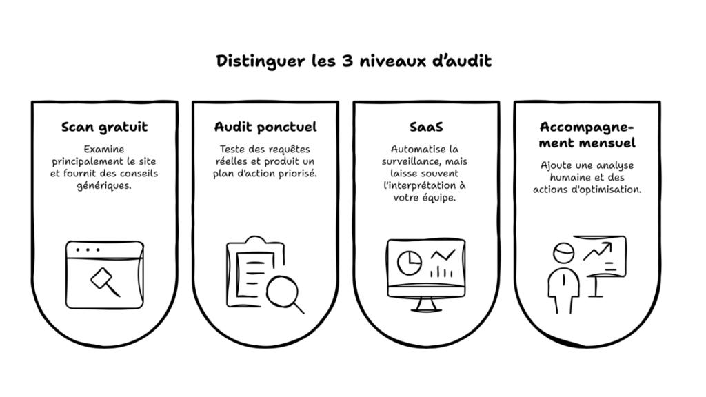Audit de visibilité ia : trois prestations à distinguer